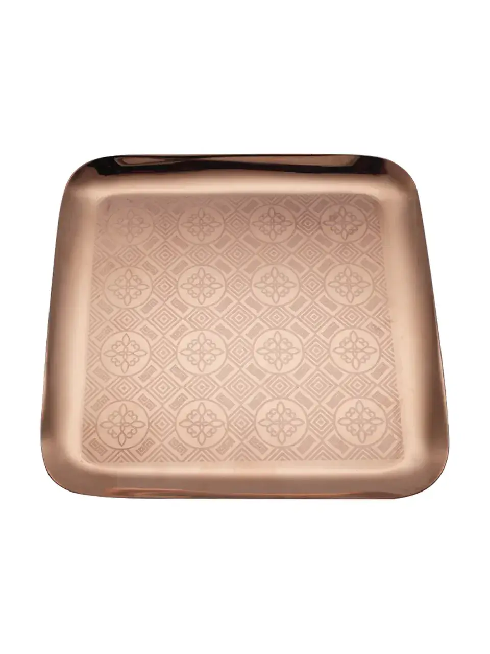 Stainless Steel Square Tray with Rose Gold PVD Coating and Laser Robusto 20 CM Buy @ ₹1349