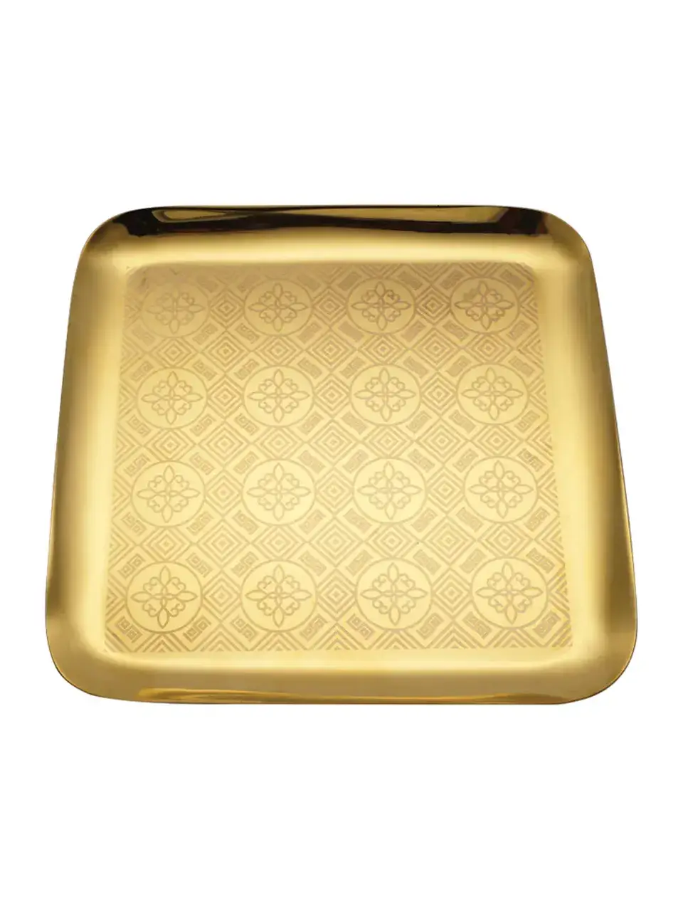 Stainless Steel Square Tray with Gold PVD Coating and Laser Robusto 20 CM Buy @ ₹1169