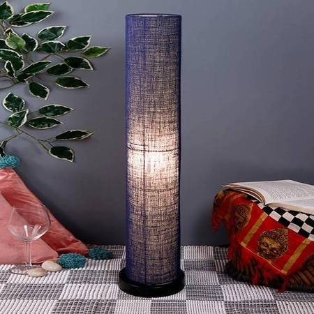 Penelope Blue Cotton Shade Floor Lamp