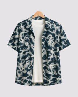 Blue Smoke Men’s Half Sleeve Casual Printed Shirt