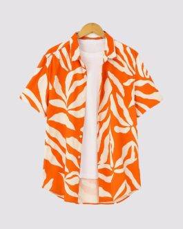 Orange Leaf Men’s Half Sleeve Casual Printed Shirt