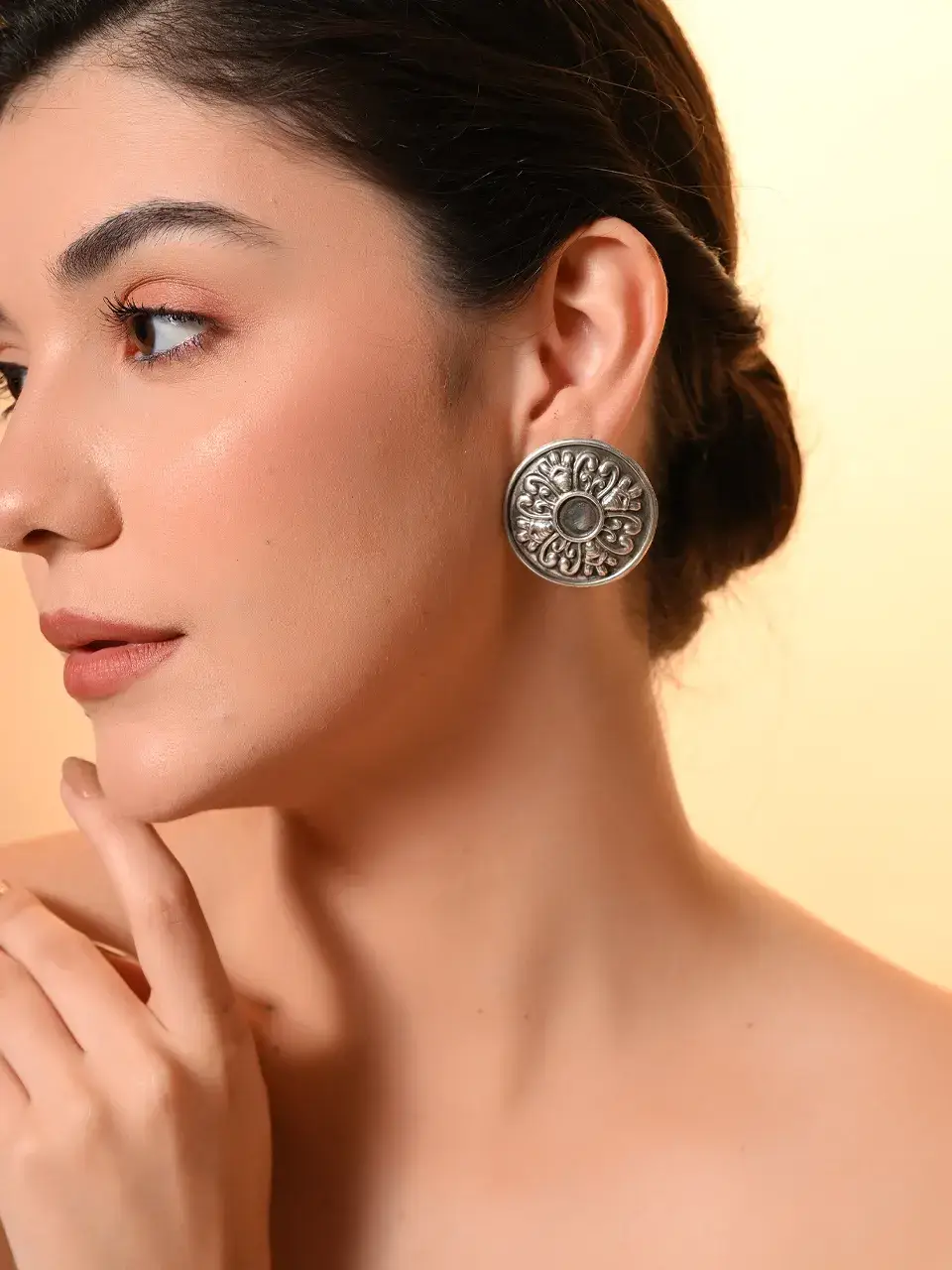 Sayda Jewels Vintage Silver Bloom Studs Buy @ ₹340