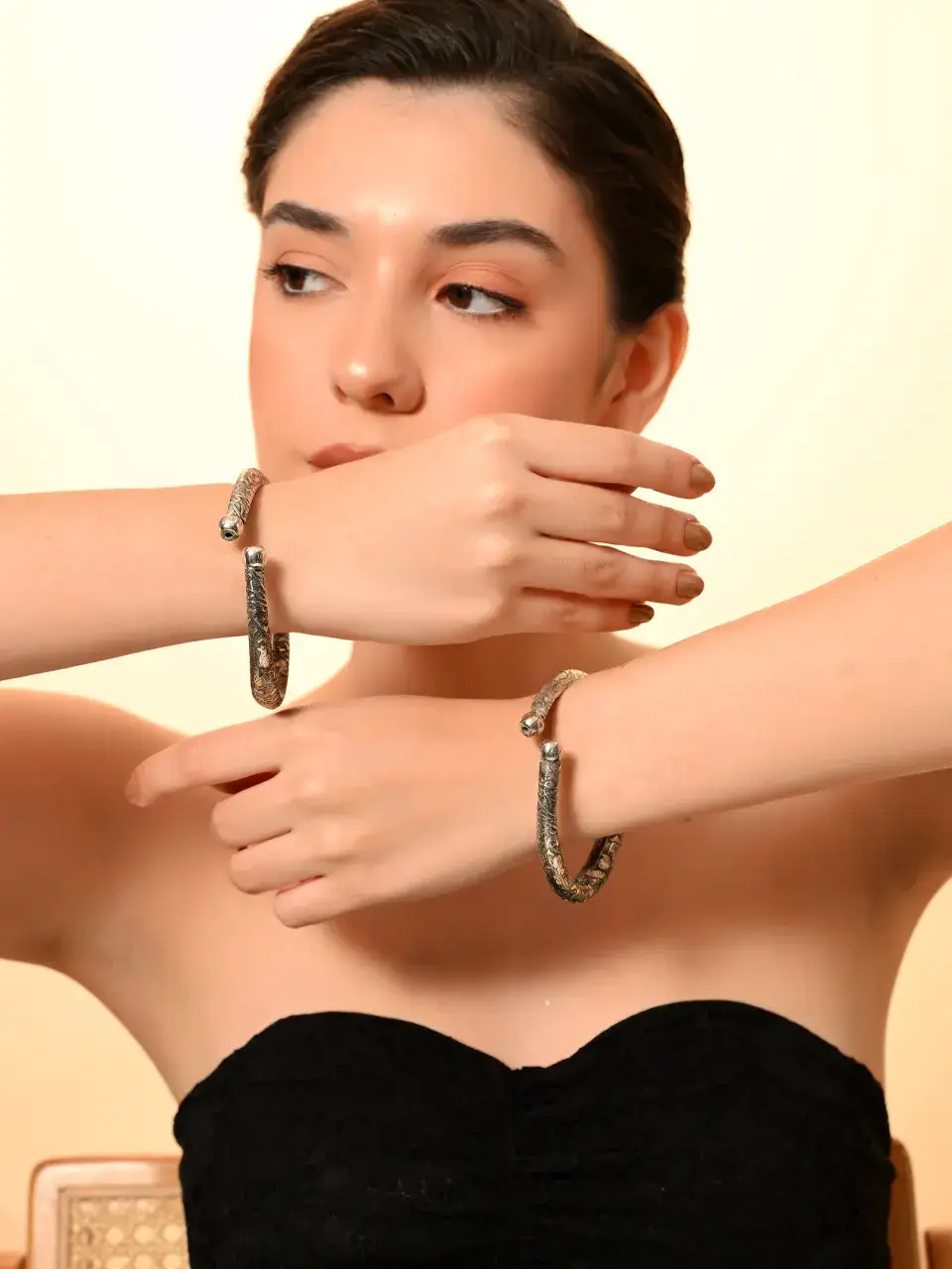 Sayda Jewels Serpent Charm Oxidized Kada Buy at ₹510