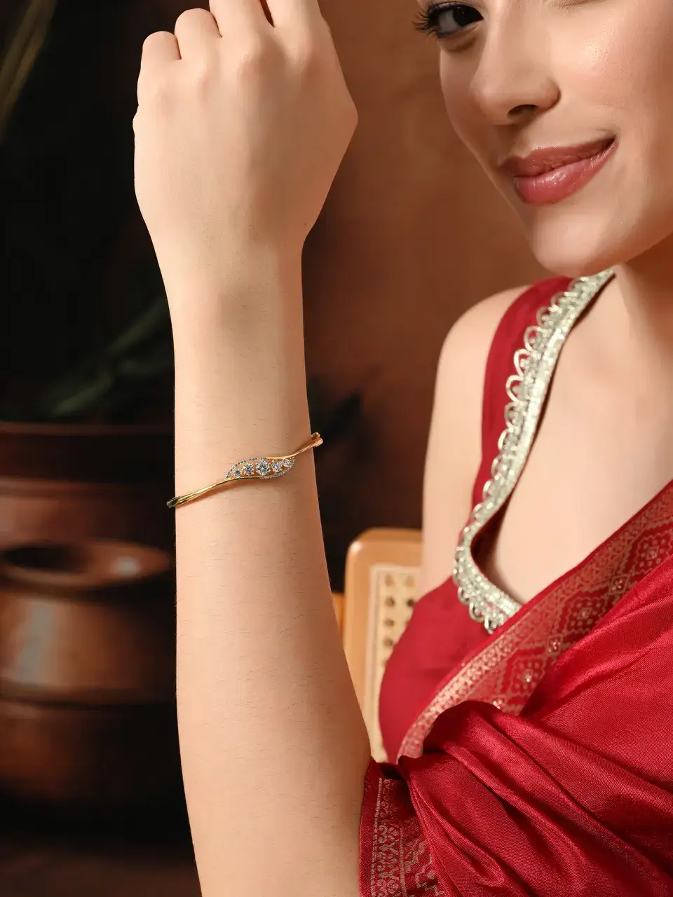 Sayda Jewels Elegant Golden Sparkle Leaf Bangle Buy at ₹680