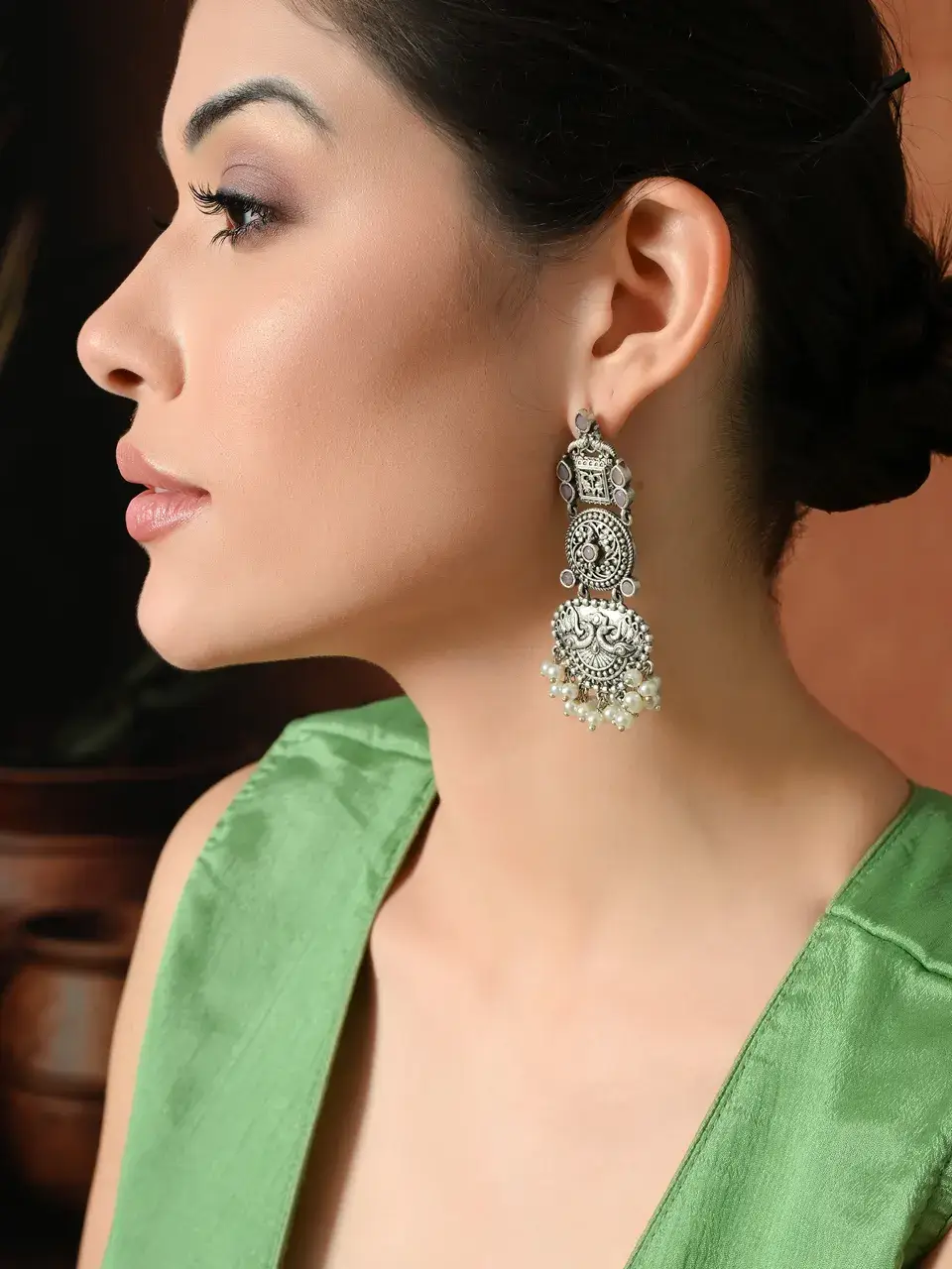 Sayda Jewels Elegant Pearled Silver Charm Earrings Buy @ ₹680