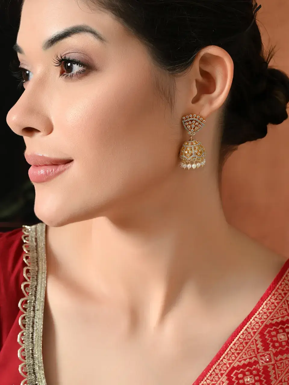 Sayda Jewels Royal Glow Golden Jhumka Earrings Buy @ ₹1445