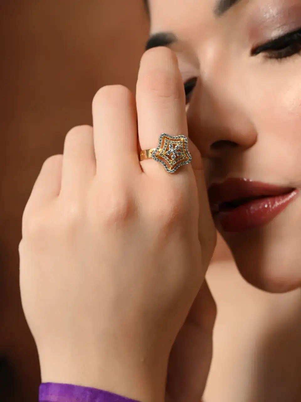 Sayda Jewels Elegant Starburst Sparkling Silver Ring Buy @ ₹425