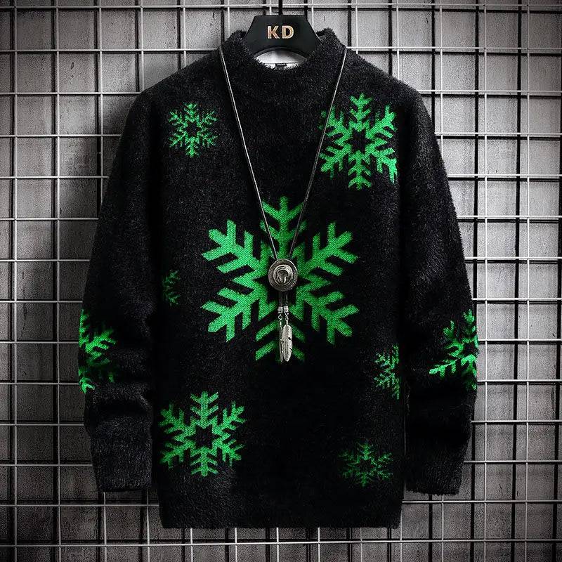 Half High Neck Sweater For Men Thick Imitation Mink Fur Knitted Sweater Youth Thread Jacket Buy only at ₹249