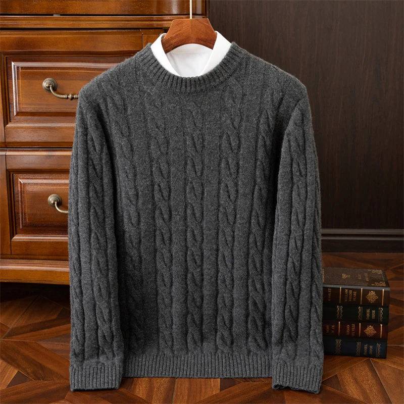 Autumn And Winter New Wool Sweater Mens Round Collar Pure Color Pullover Jacquard Thick Sweater Loose Cashmere Sweater Buy only at ₹249