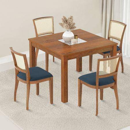 Brighton Square 4 Seater Dining Table With Reed Dining Chairs Set