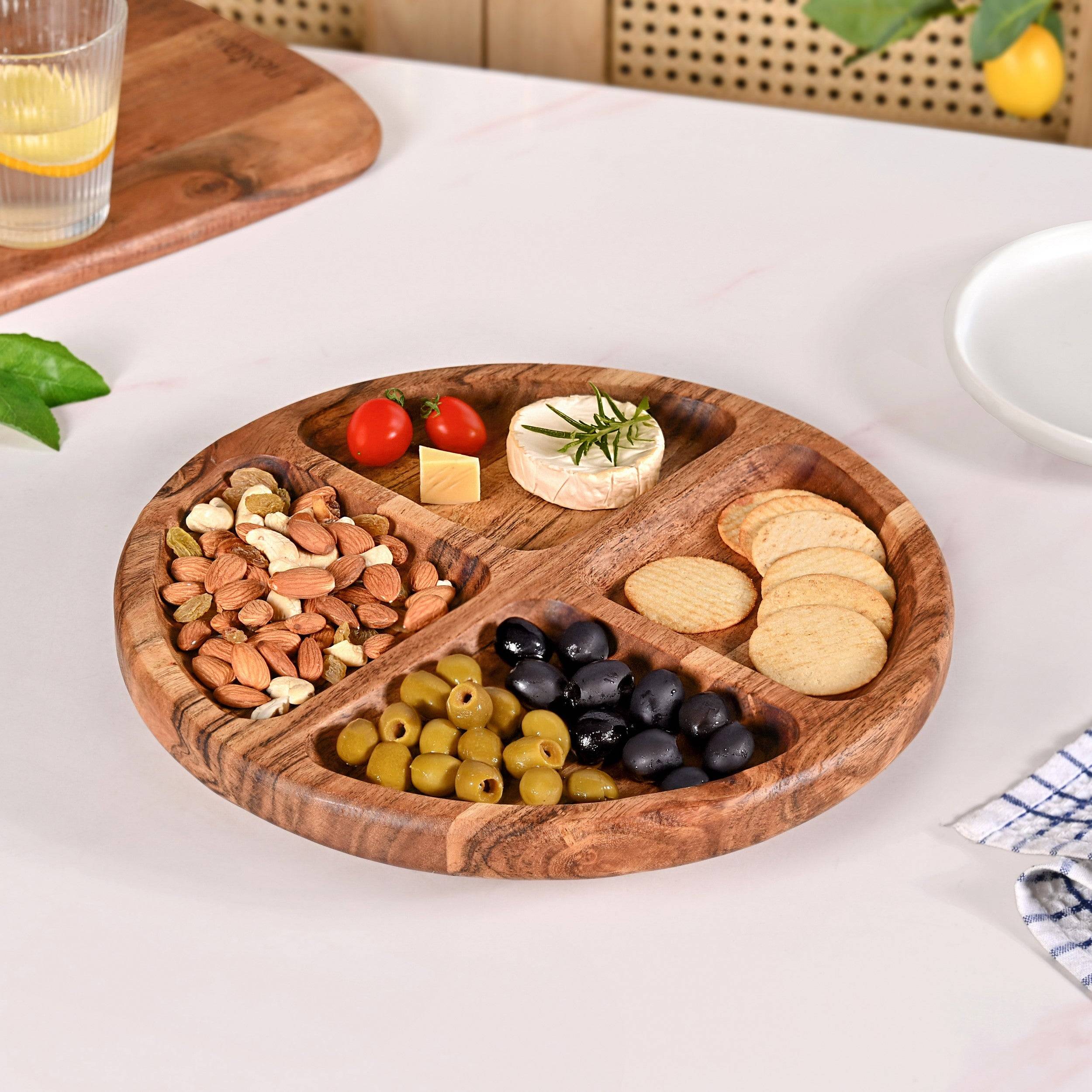 Sectioned Acacia Wood Lazy Susan Platter 30cm buy only at ₹1550