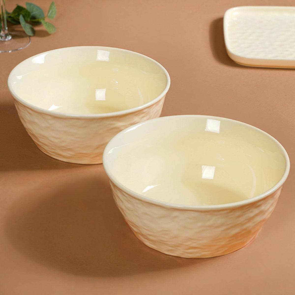Vanilla White Textured Serving Bowl Set Of 2 1900ml