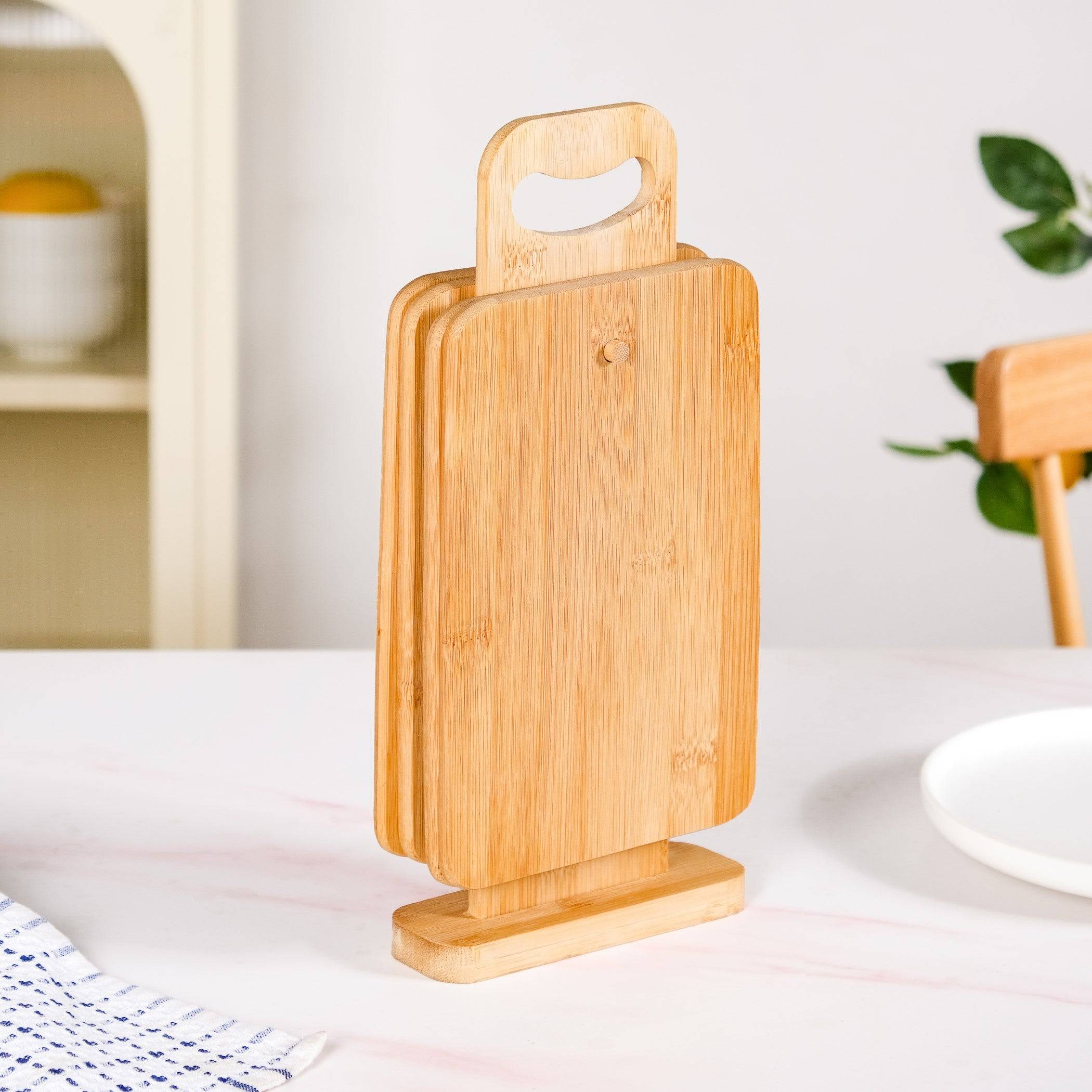Set Of 4 Bamboo Platters With Stand buy only at ₹1250