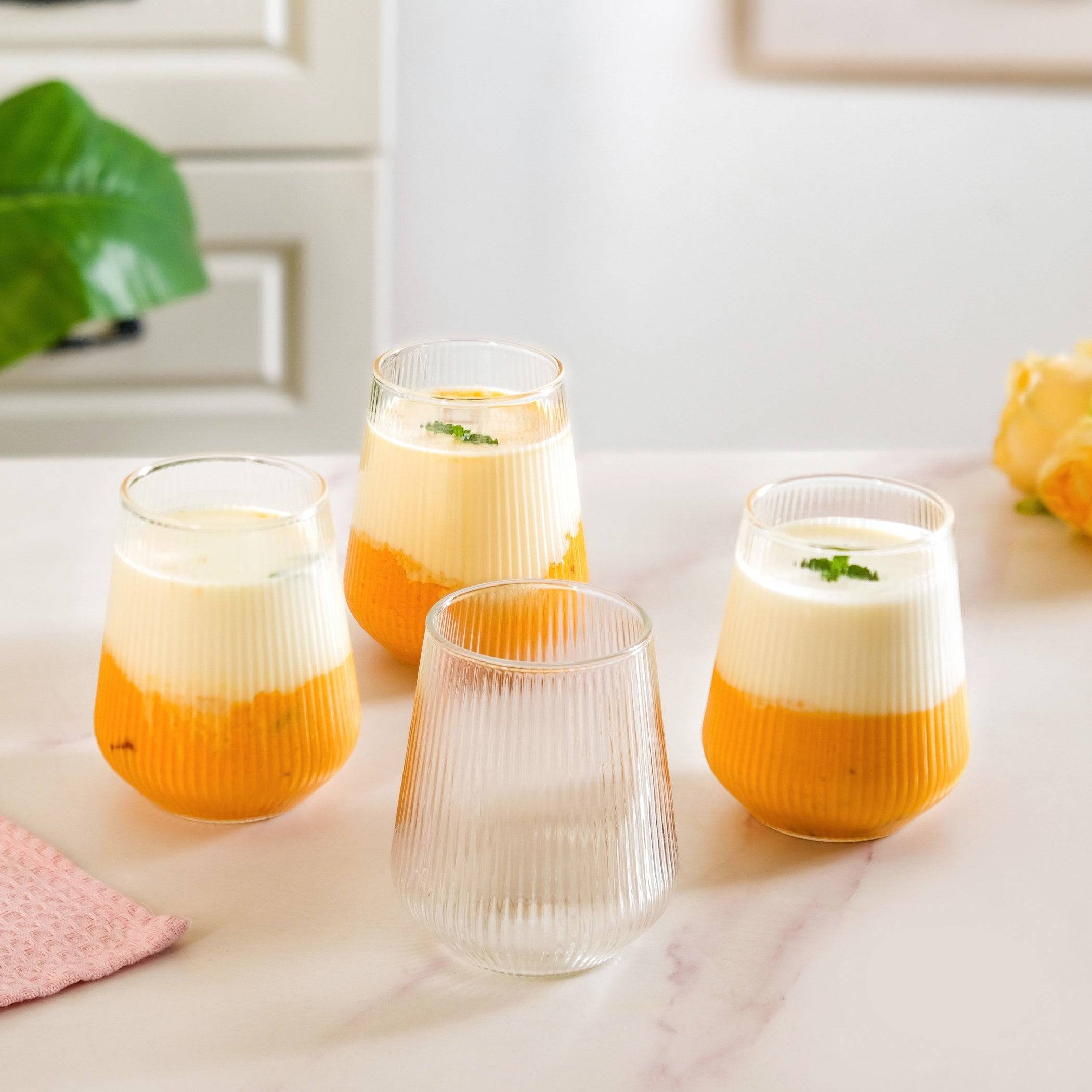 Set Of 4 Ribbed Glass 500ml buy only at ₹1050