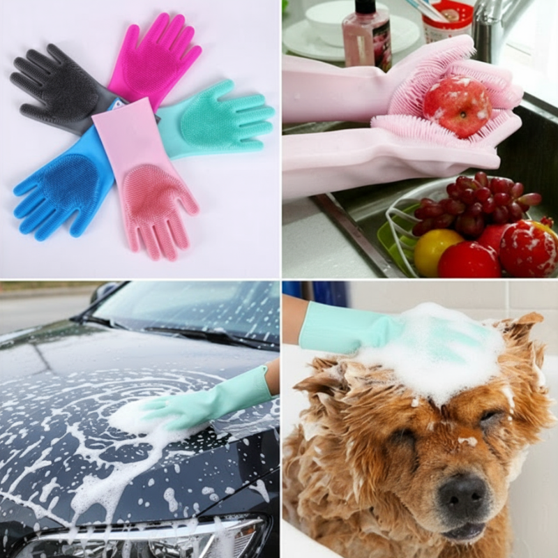 Multipurpose Silicone Scrubbing Hand Gloves for Dishwashing, Cleaning & Utensils – Heat Resistant & Reusable Gloves (Random color-Pack of 1) Buy @ ₹149