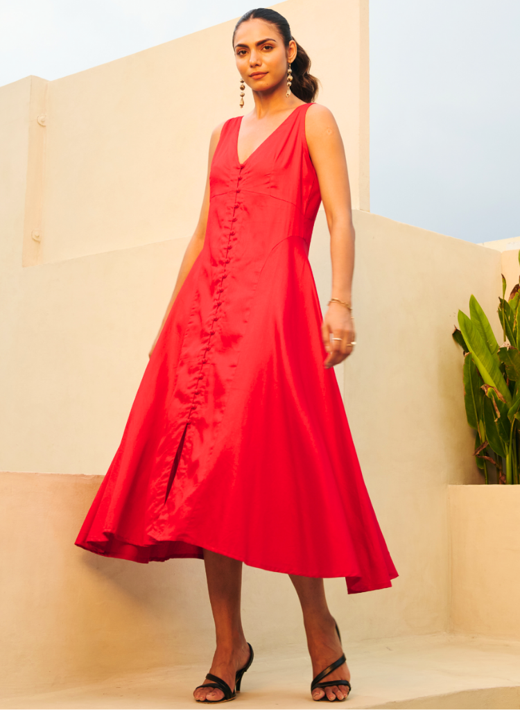 Sleeveless Party Dress - color variant: Red