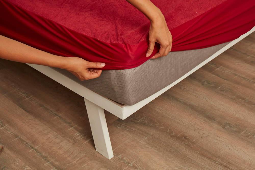 Water Proof Terry Cotton Mattress Protector | Maroon | Machine Washable | Super Soft (78x60 inch)