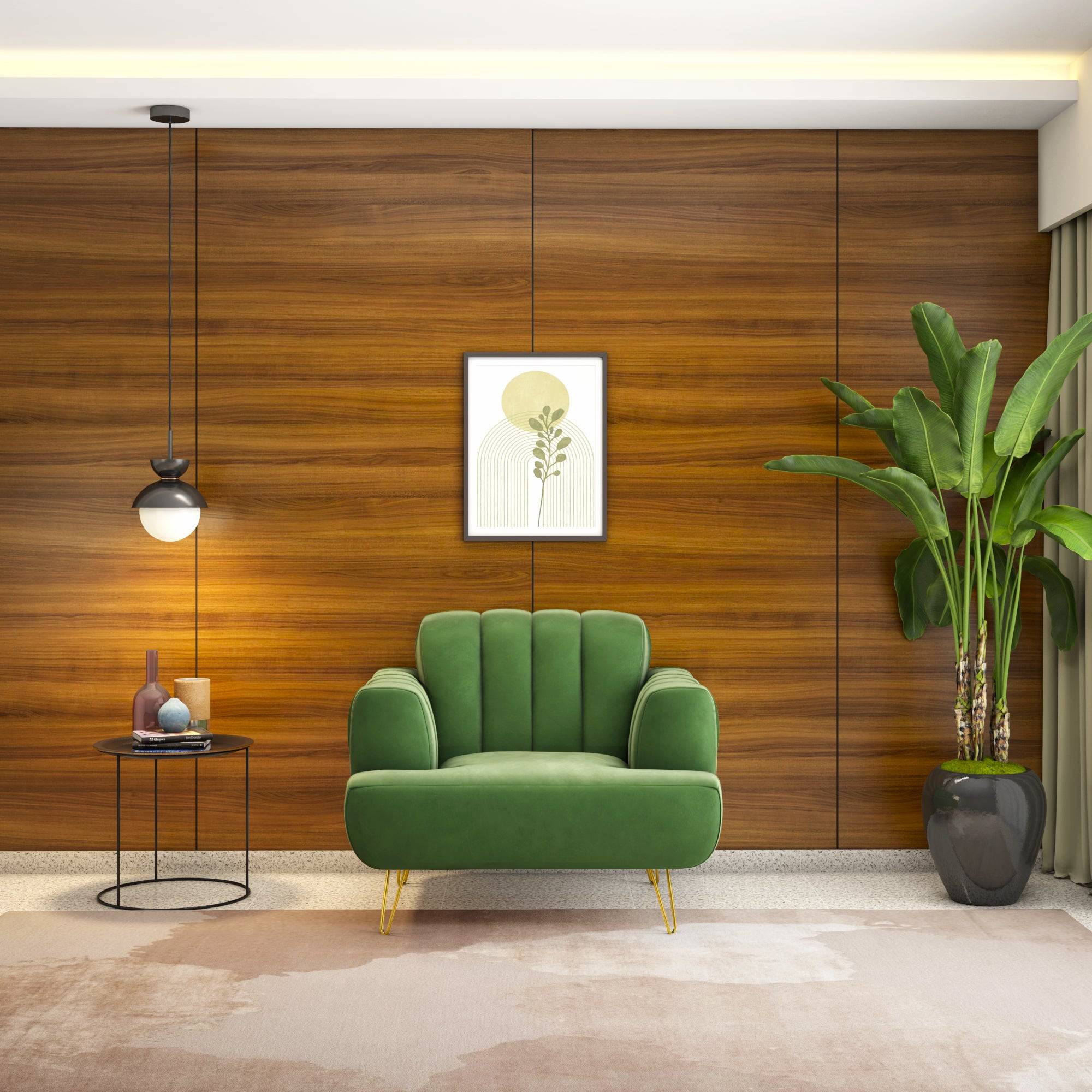 Somerville 1 Seater Fabric Sofa- Olive Green