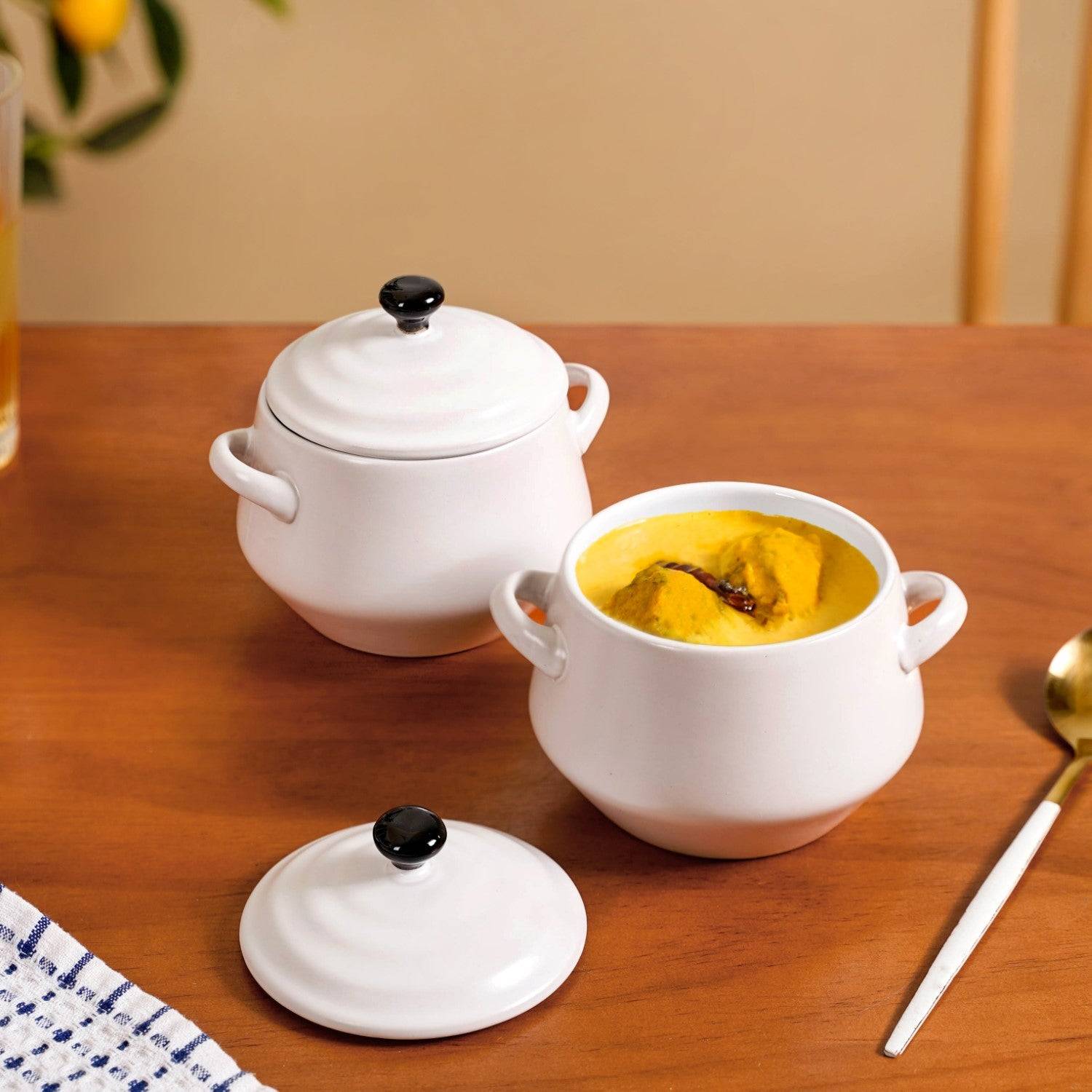 Set Of 2 White Amara Ceramic Noodle Soup Bowl 450ml buy only at ₹950