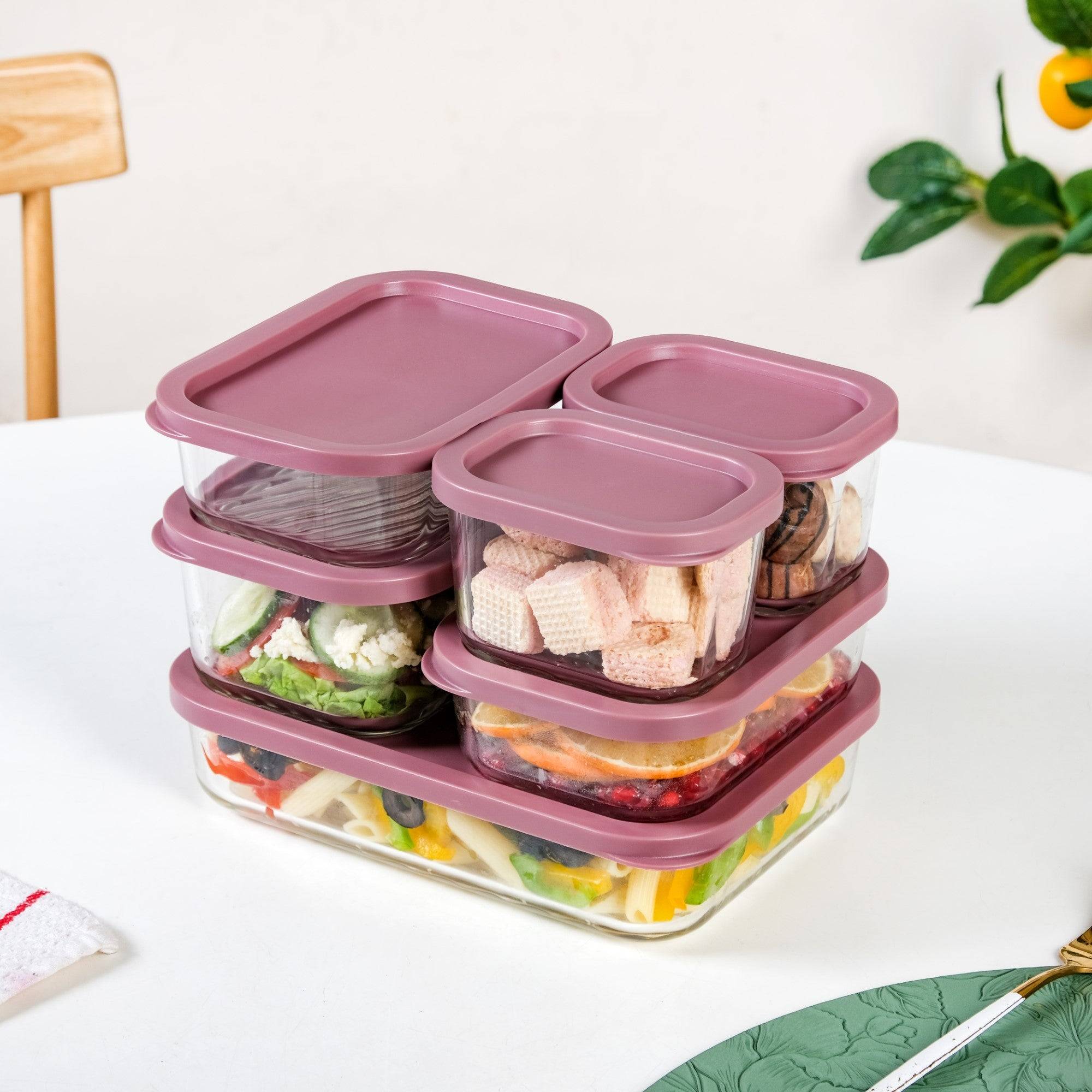 Groovo Stackable Food Storage Containers Set Of 6 S 310ml M 520ml L 750ml XL 1200ml