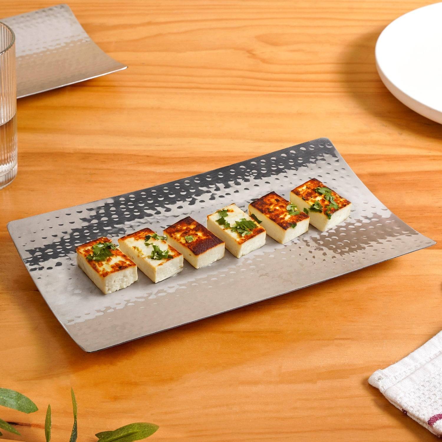 Stainless Steel Curved Rectangular Serving Platter 30x18cm buy only at ₹795