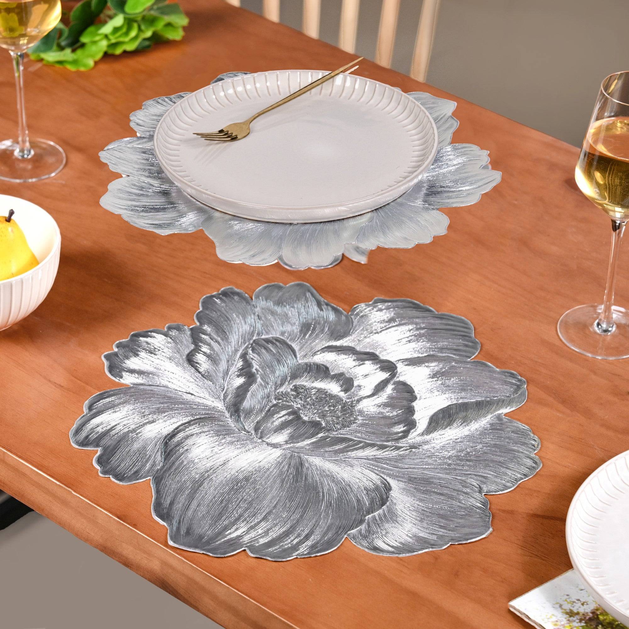 Sterling Peony Silhouette Table Mat Silver Set Of 6