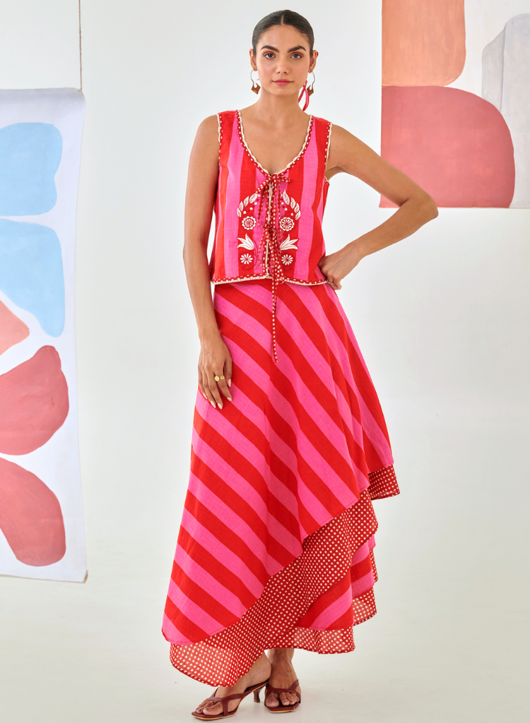 Striped Embroidered Set - color variant: Multi