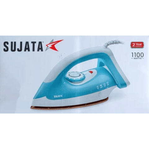 Sujata 1100 Watts Heavy Weight Non Stick Sole Plate Dry Iron (Suave,White) Buy only at ₹1299