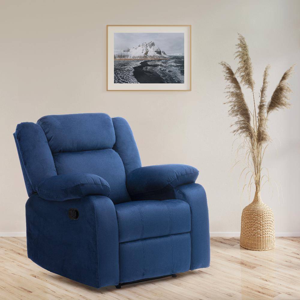 Swayback Recliner - 1 Seater - Velvet Blue