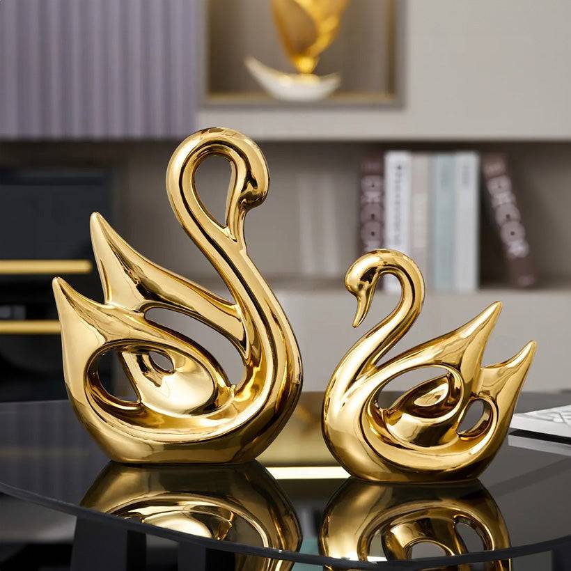 Swan Decorative Accents, Set of 2 - Gold
