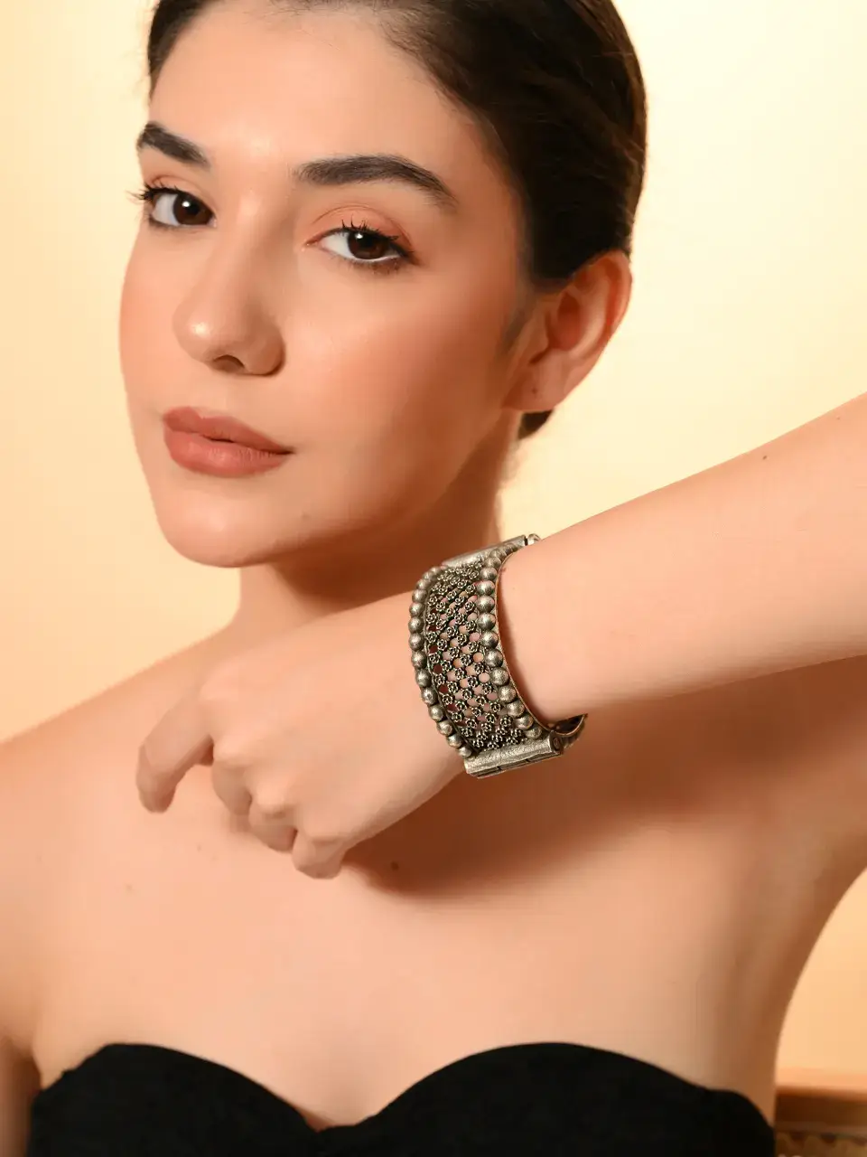 Sayda Jewels Regal Oxidized Silver Cuff Buy at ₹978