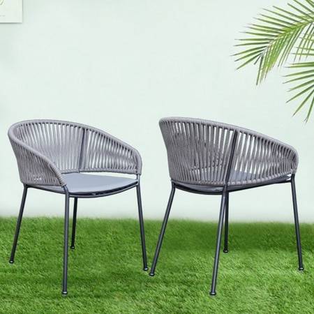 Coral Outdoor Accent Patio Weaving Chair Set of 2 Gun Metal in Grey