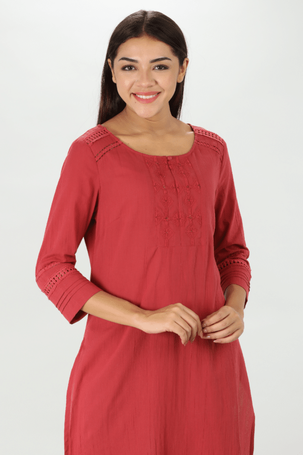 Maroon Crepe Kurti