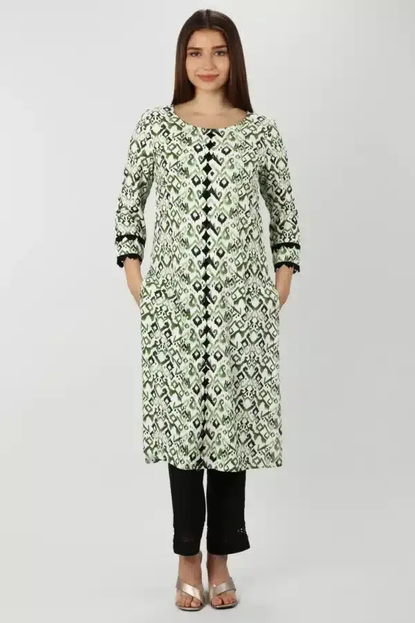 Rayon Radiance Green Printed Kurti