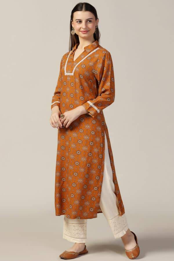 Off White Rayon Embroidered Palazzo