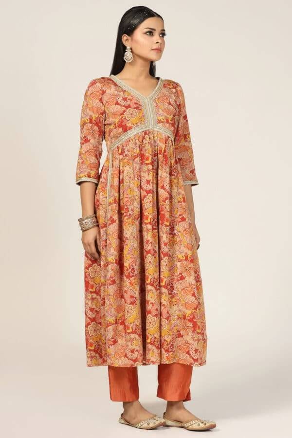 Embellished Orange Chanderi Palazzo