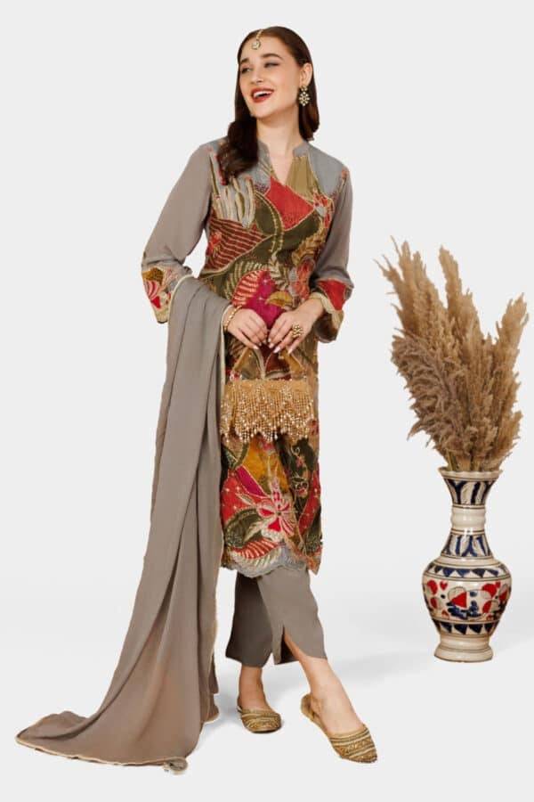 Elegant Grey Shantoon Palazzo