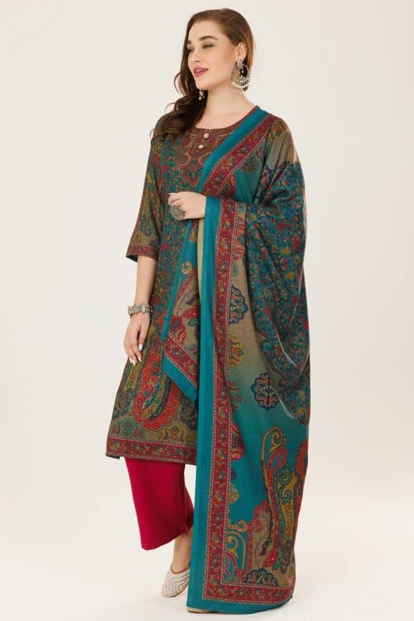 Blue Soft Pashmina Printed Winter Dupatta