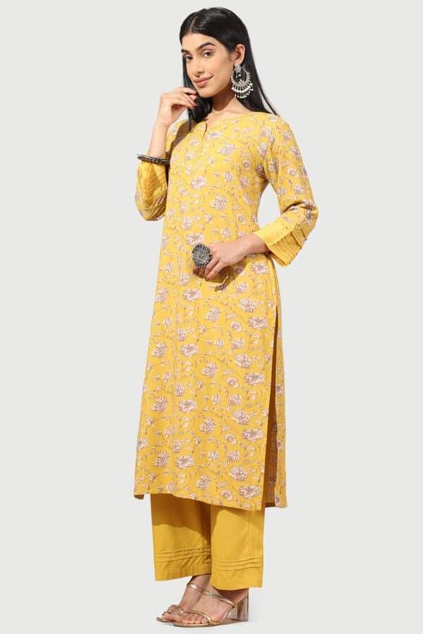 Yellow Solid Rayon Viscose Palazzo