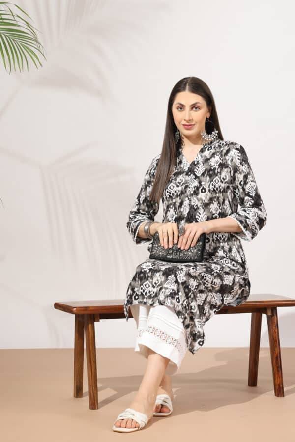 Grey Pintuck Rayon Kurti