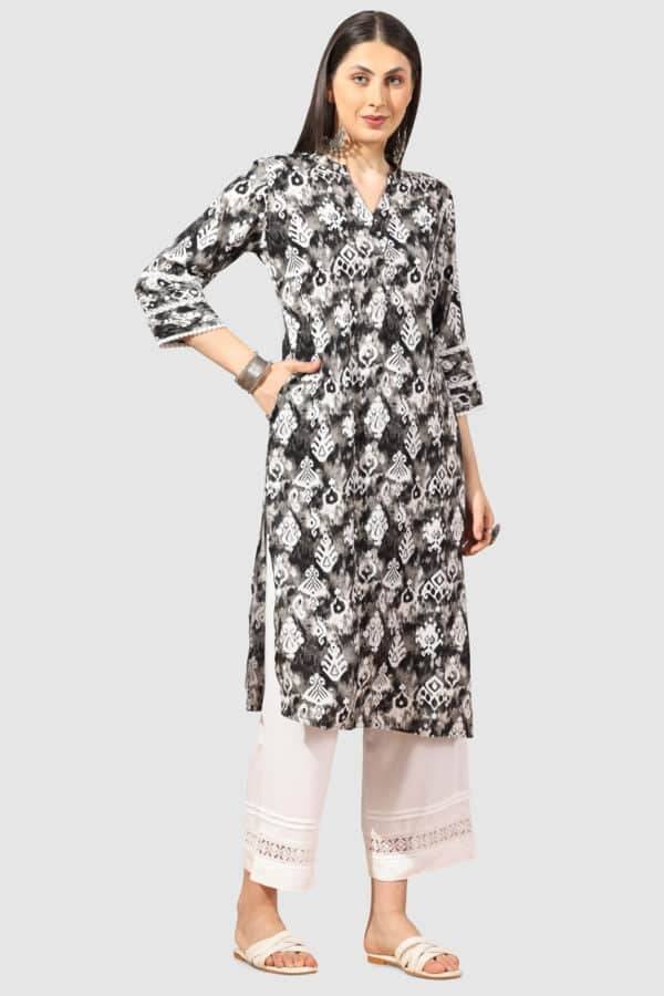 Grey Pintuck Rayon Kurti