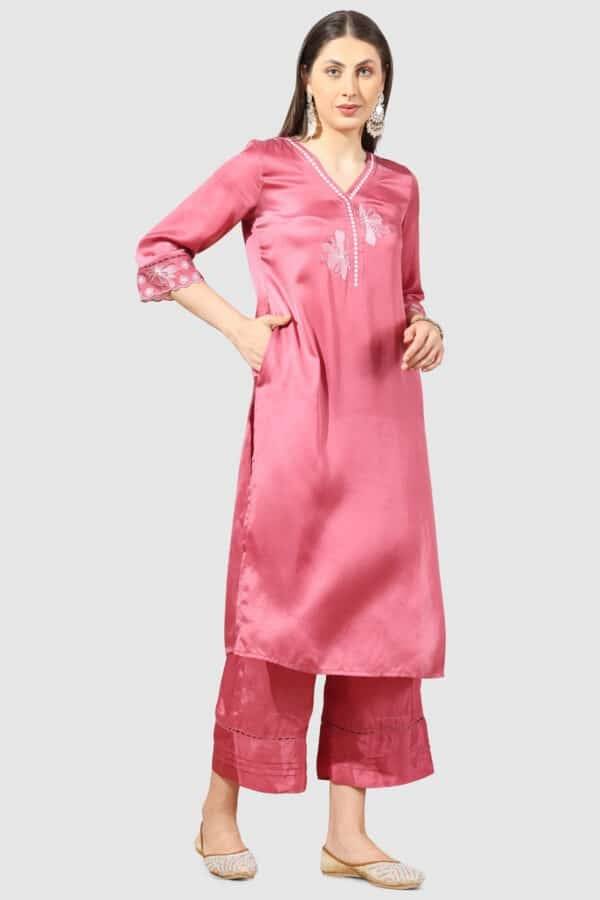 Coral Solid Shantoon Palazzo