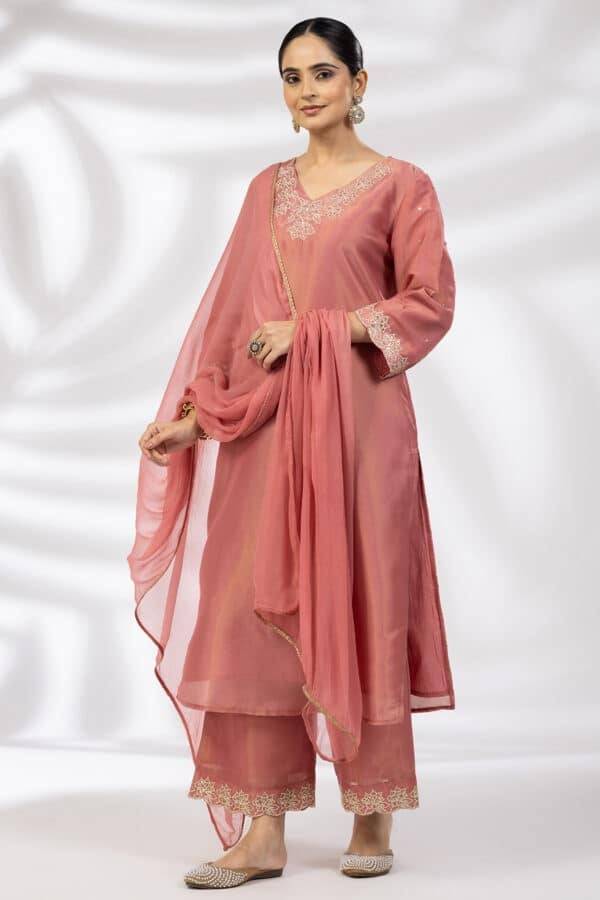 Crystal Rose Solid Ensemble Dupatta in Chiffon Viscose
