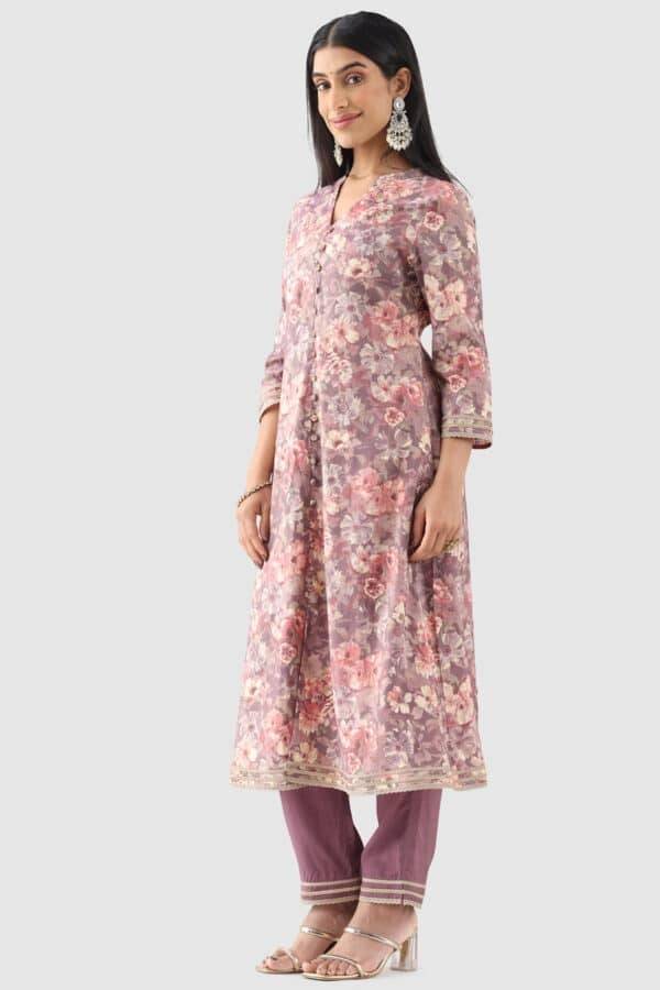 Mauve Solid Ensemble Palazzo