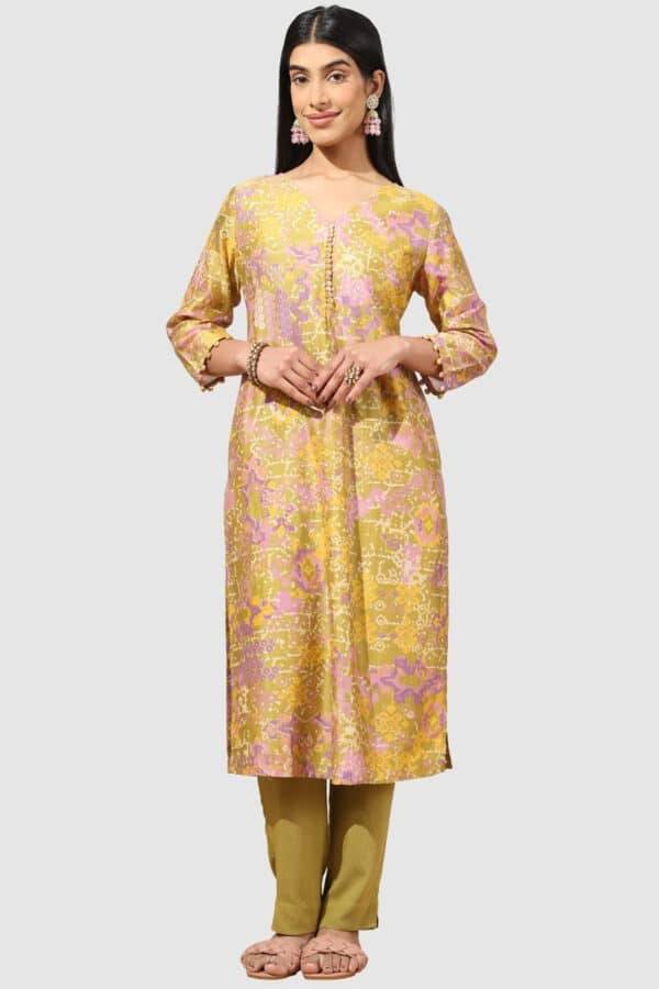 Olive Green Solid Viscose Twill Palazzo Pant