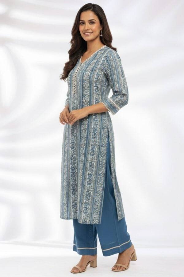 Blue Solid Tencel Twill Palazzo