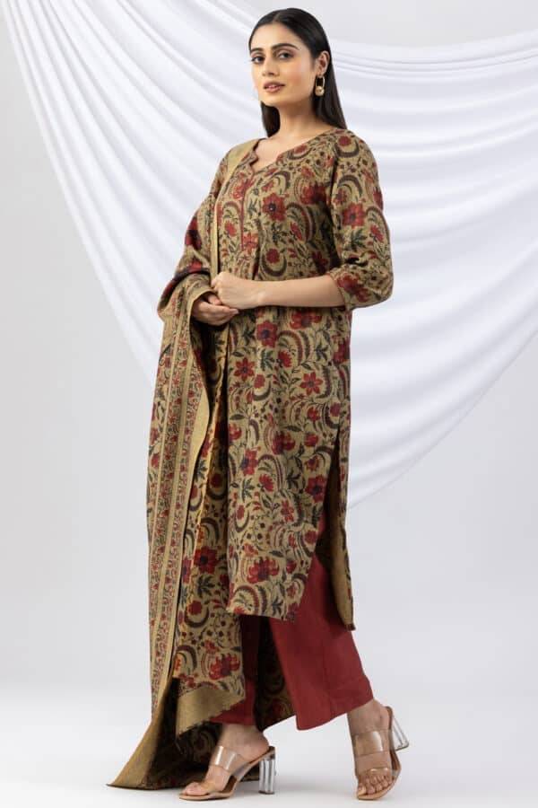 Solid Red Pashmina Winter Palazzo