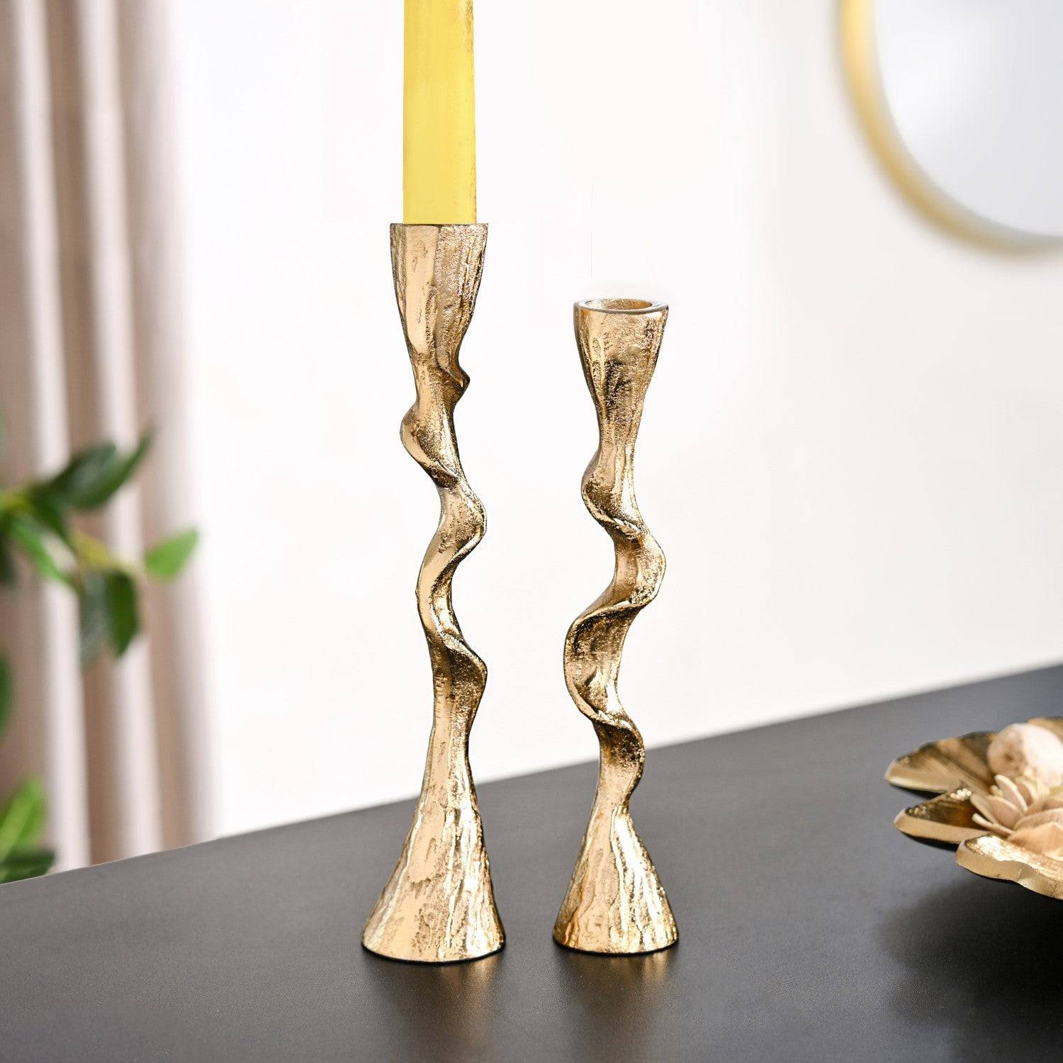 Twirl Table Candle Holder Set Of 2 Gold