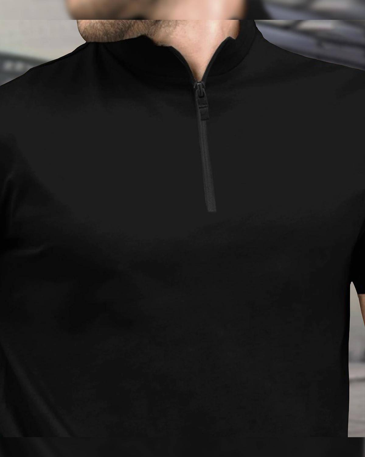 (Pack Of 2) Half Sleeve Men High Neck Black & Grey T-shirts