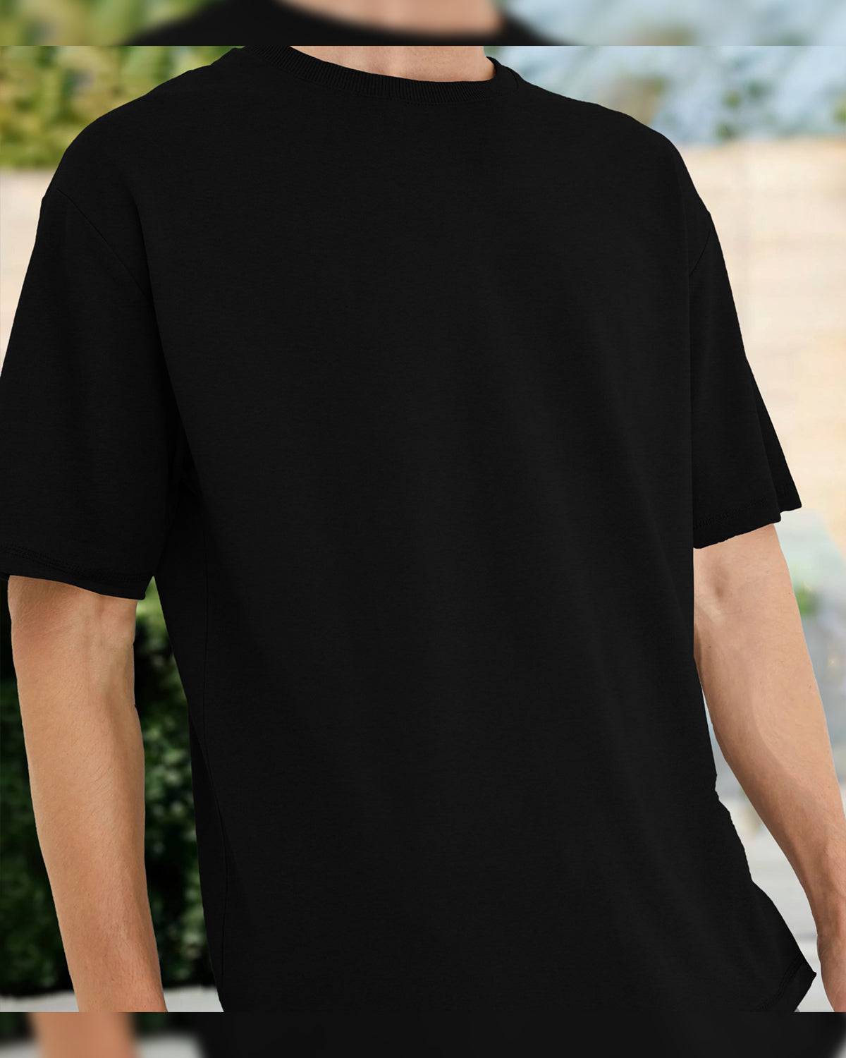 (Pack Of 2) Men Plain Over Size Black & Grey T-shirts